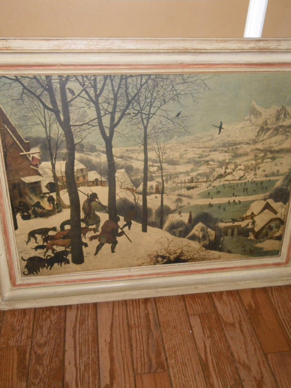 Vintage Large Art Print Busy Winter Townscape Landscape